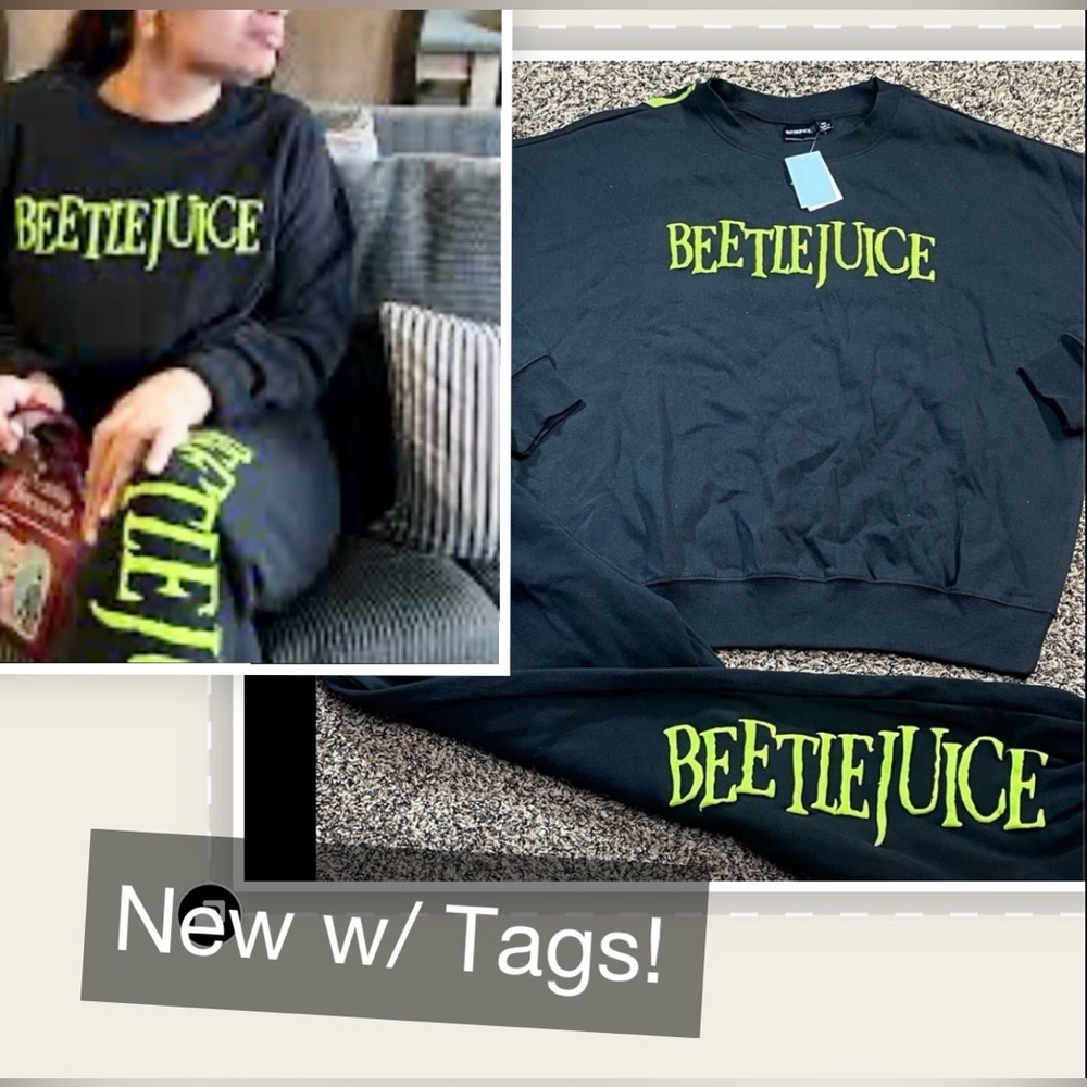 Beetlejuice Women’s Black Jogger Set! New with Tags! Rare 2 piece Collectible